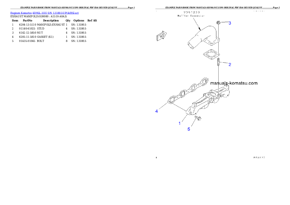 Protected: 4D95L-1GG S/N 131803-UP Partsbook