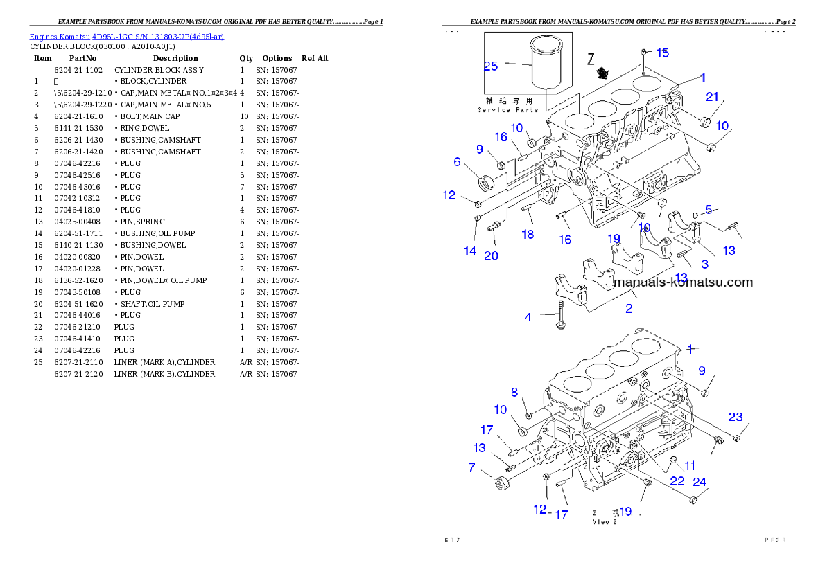 Protected: 4D95L-1GG S/N 131803-UP Partsbook
