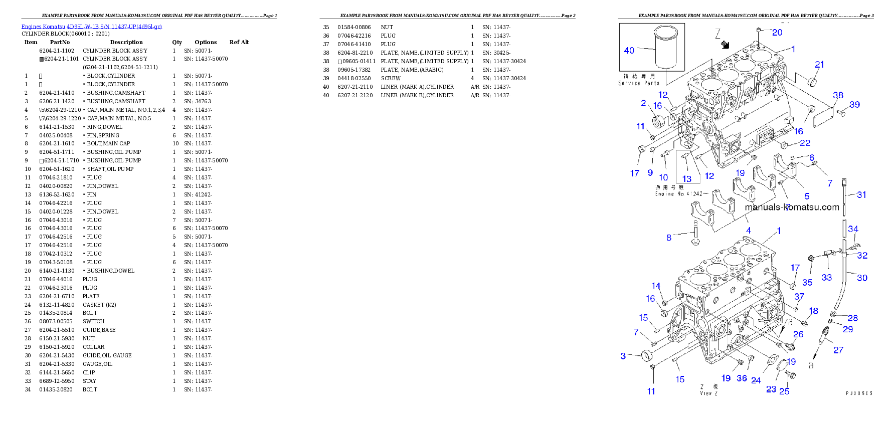 Protected: 4D95L-W-1B S/N 11437-UP Partsbook