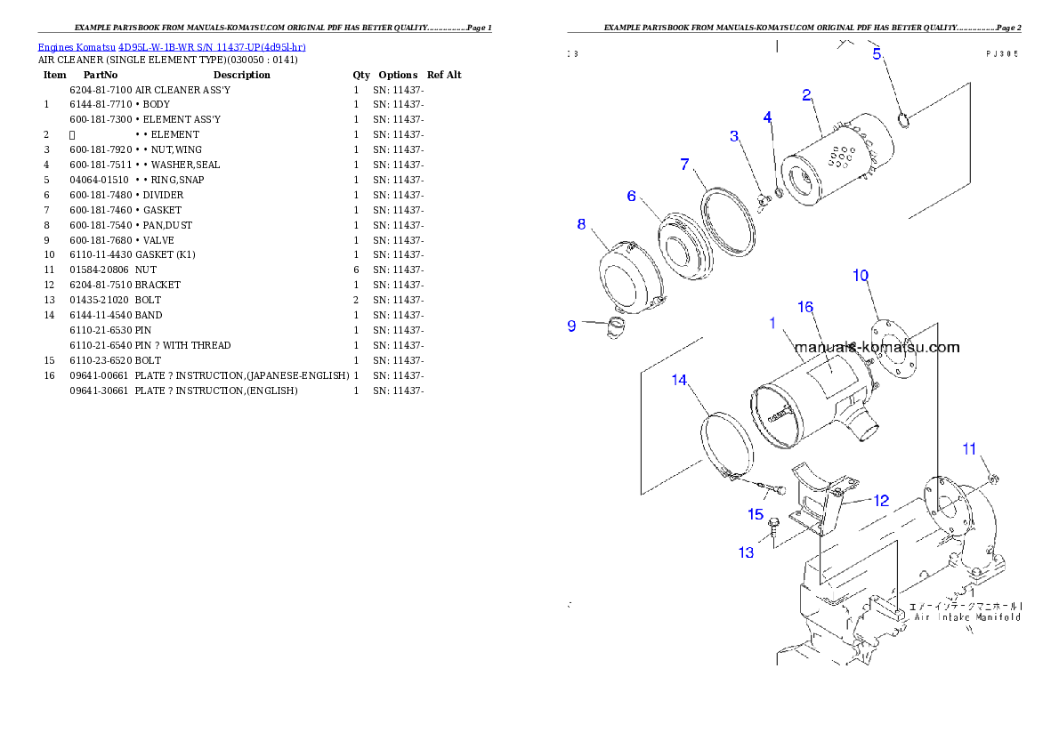 Protected: 4D95L-W-1B-WR S/N 11437-UP Partsbook