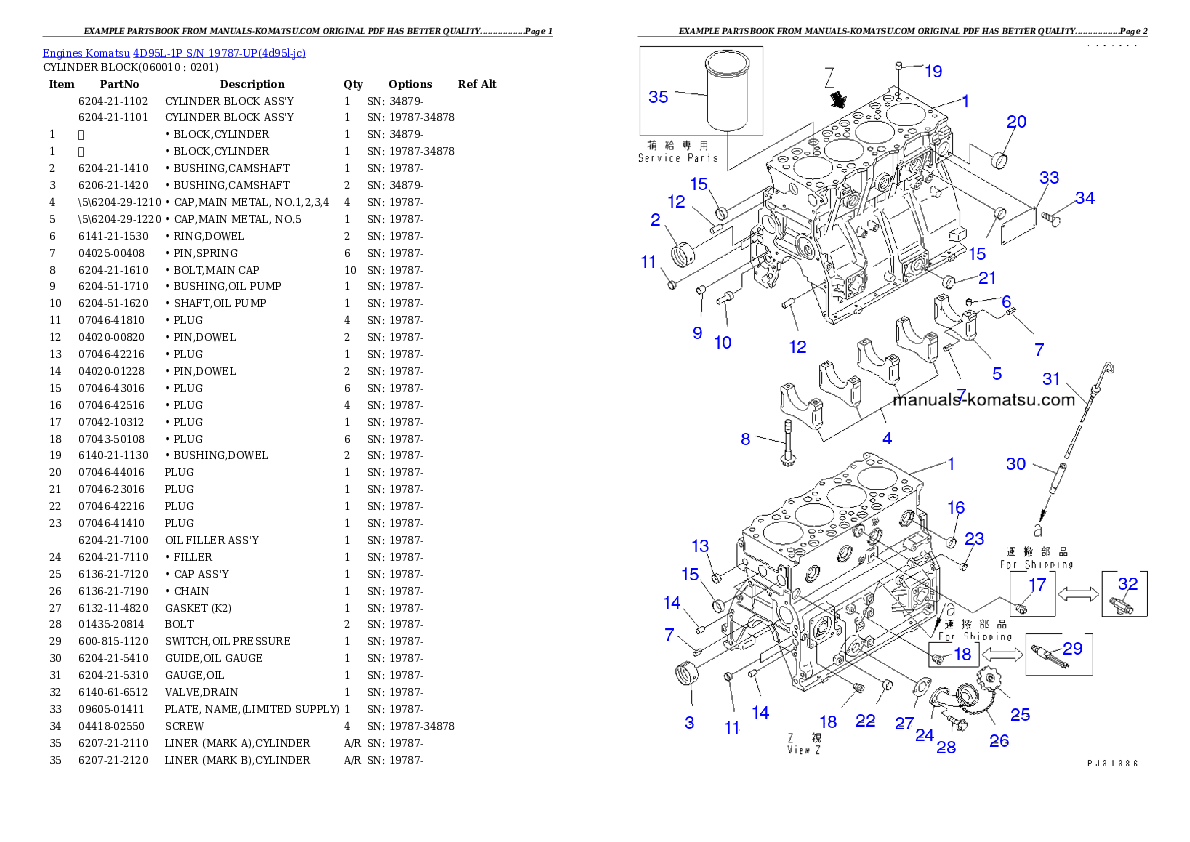 Protected: 4D95L-1P S/N 19787-UP Partsbook
