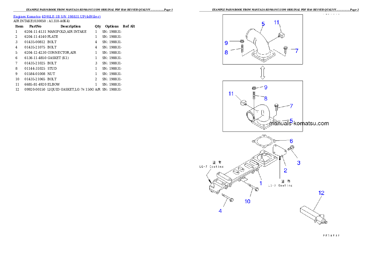 Protected: 4D95LE-1B S/N 198831-UP Partsbook