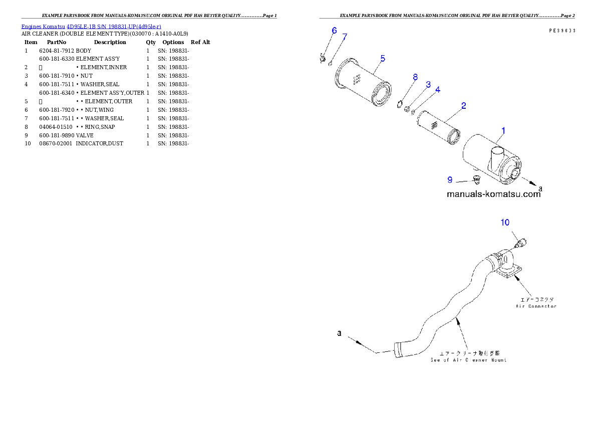 Protected: 4D95LE-1B S/N 198831-UP Partsbook