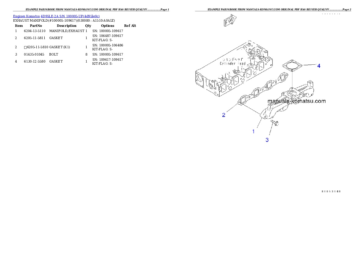Protected: 4D95LE-2A S/N 100005-UP Partsbook