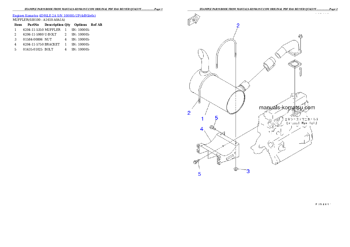Protected: 4D95LE-2A S/N 100005-UP Partsbook