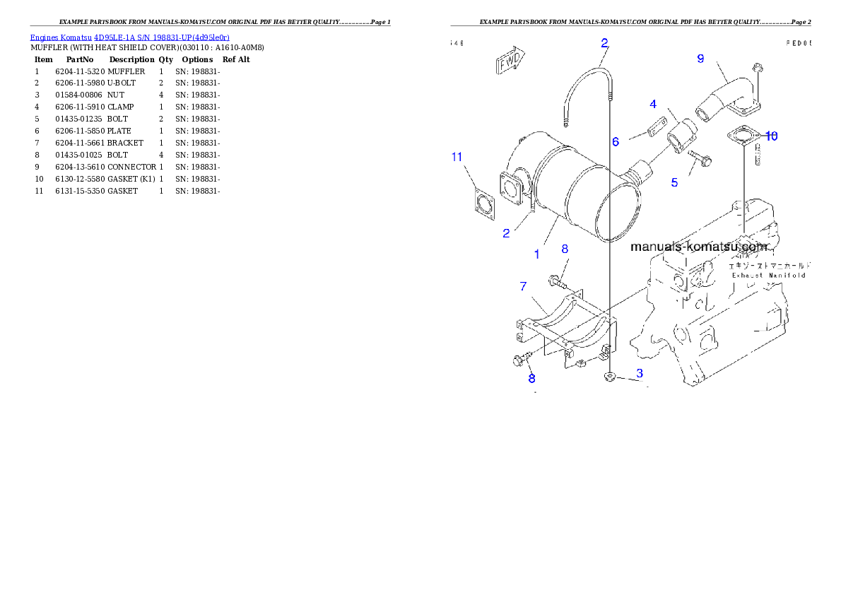 Protected: 4D95LE-1A S/N 198831-UP Partsbook