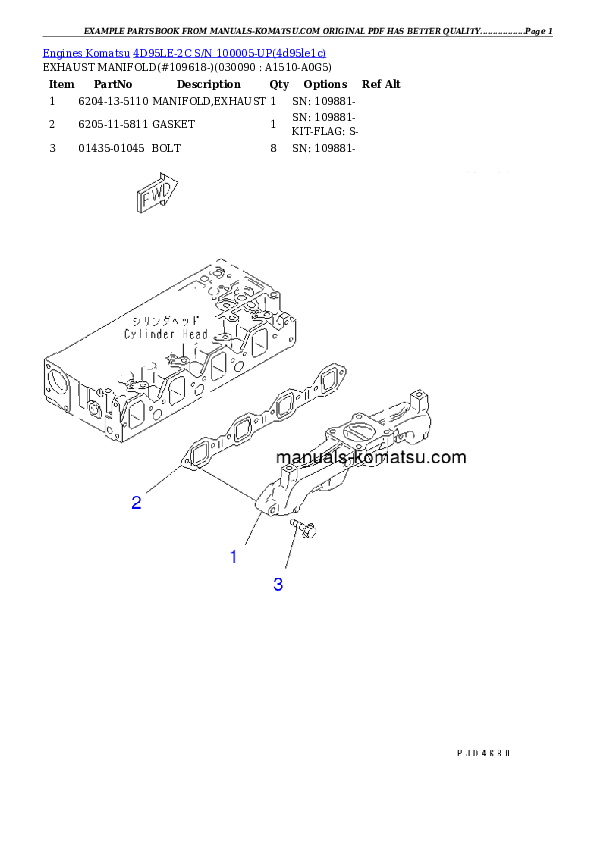 Protected: 4D95LE-2C S/N 100005-UP Partsbook