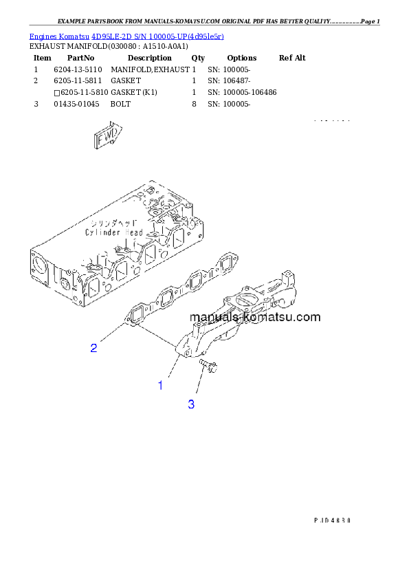 Protected: 4D95LE-2D S/N 100005-UP Partsbook