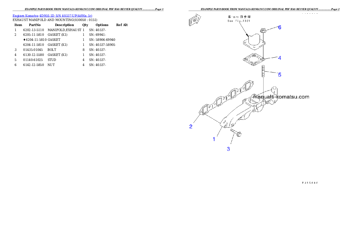 Protected: 4D95S-1D S/N 40337-UP Partsbook