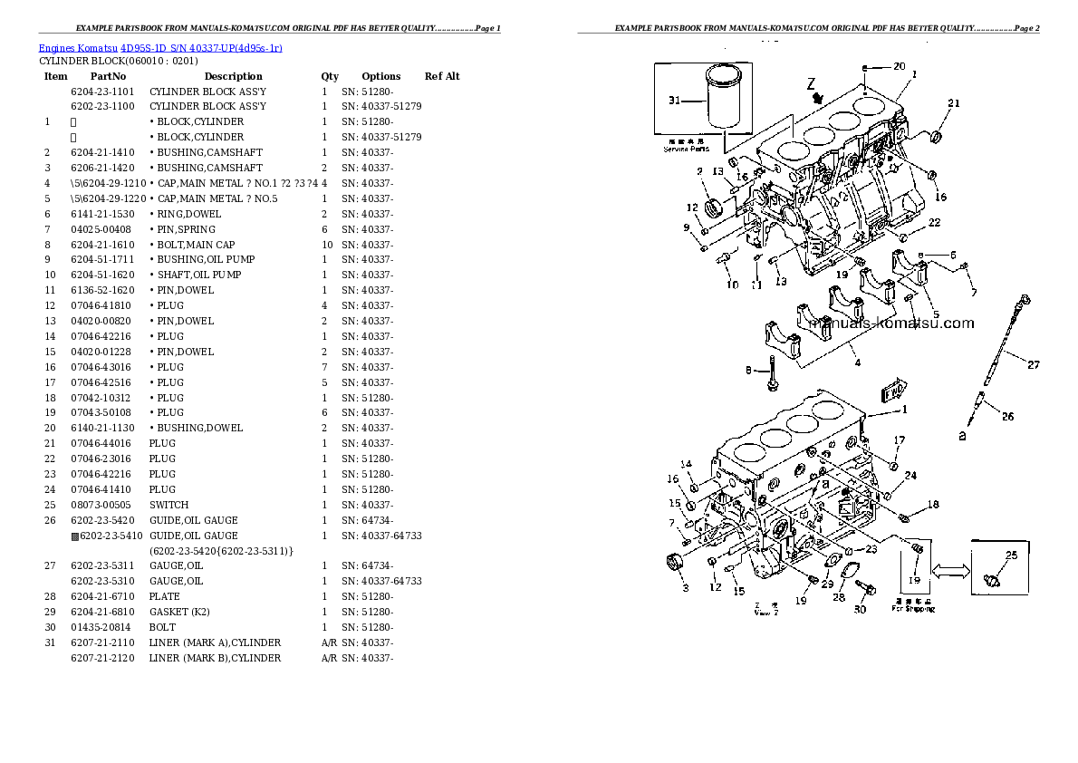 Protected: 4D95S-1D S/N 40337-UP Partsbook