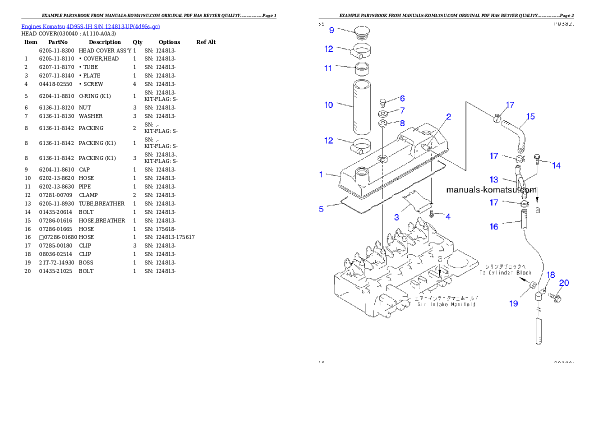 Protected: 4D95S-1H S/N 124813-UP Partsbook