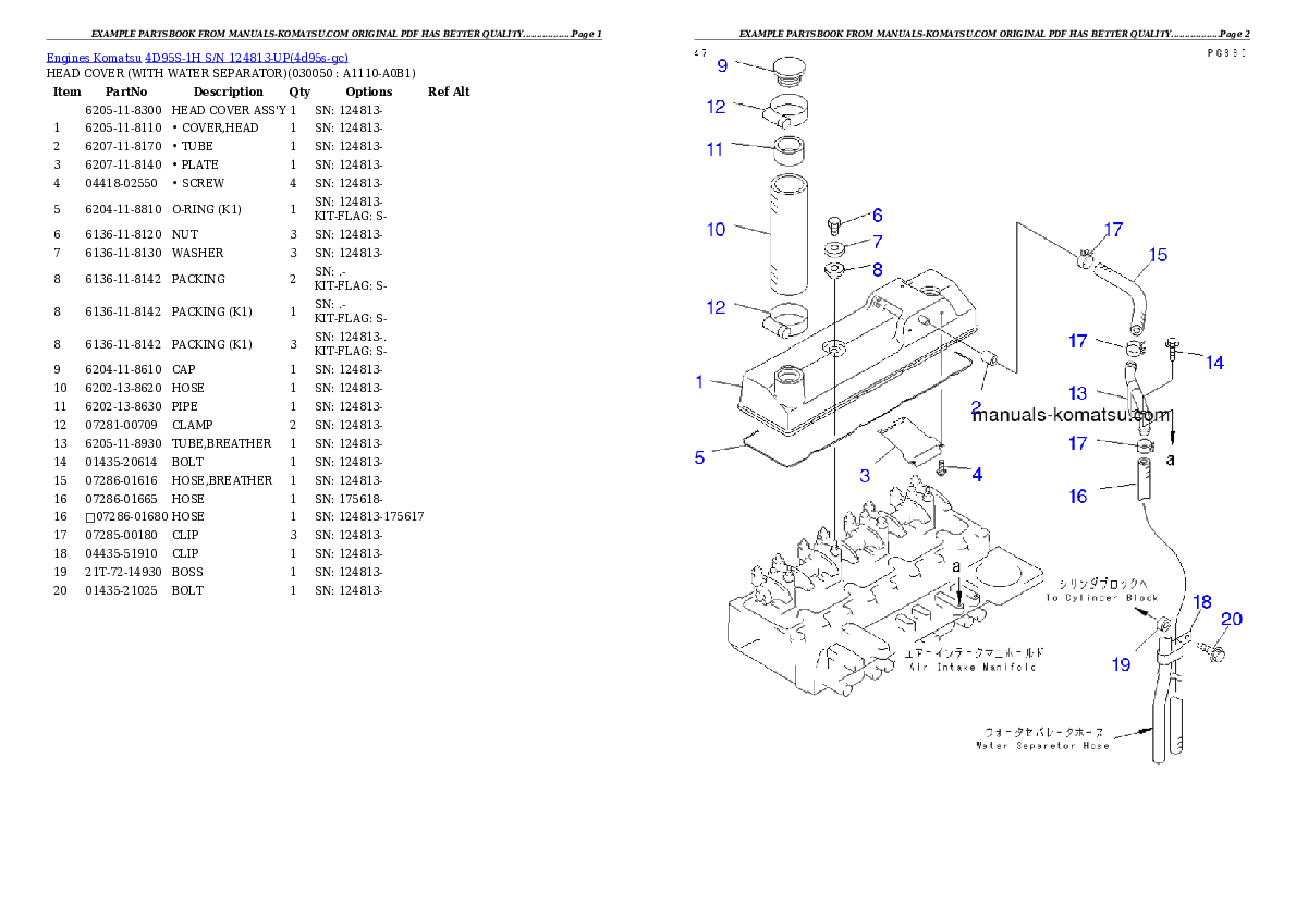 Protected: 4D95S-1H S/N 124813-UP Partsbook