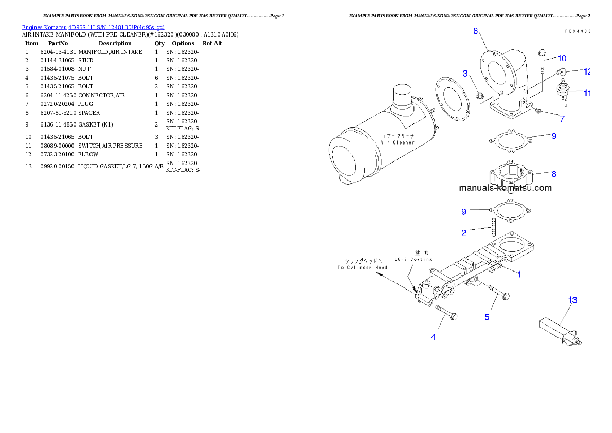 Protected: 4D95S-1H S/N 124813-UP Partsbook