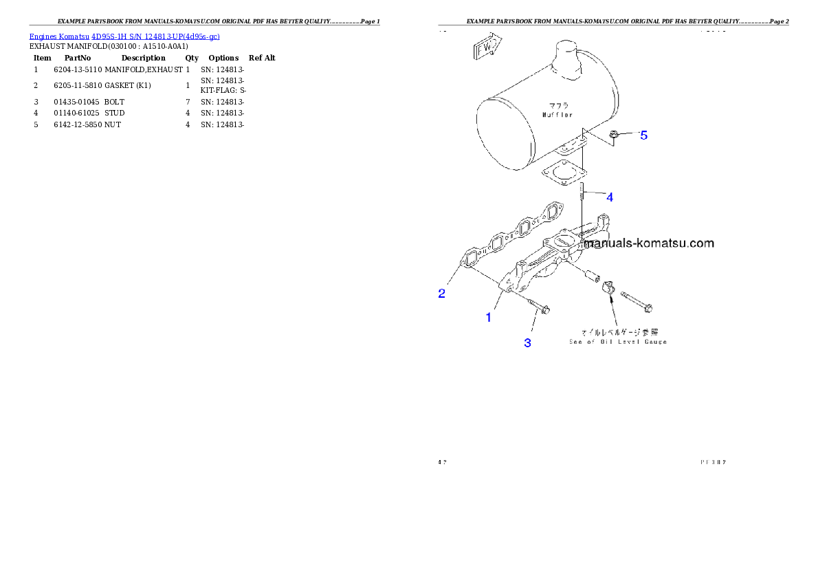 Protected: 4D95S-1H S/N 124813-UP Partsbook