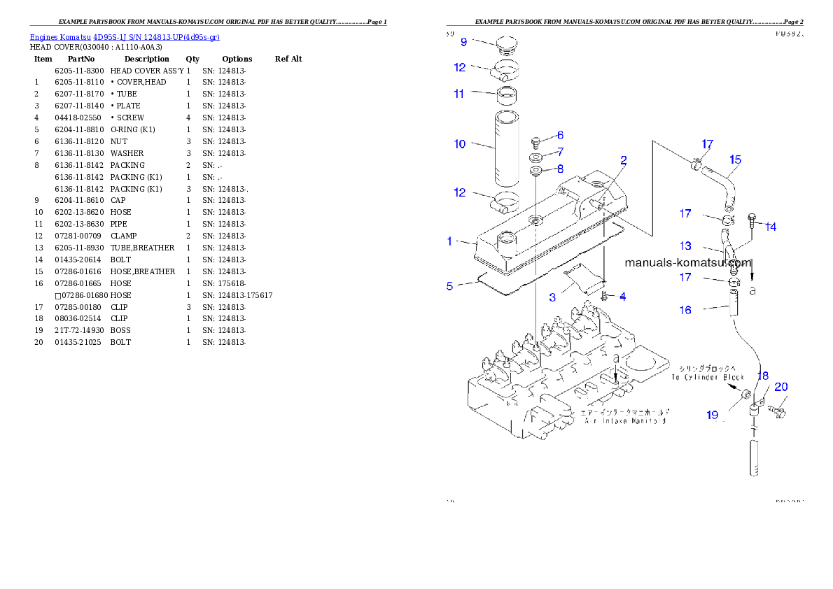 Protected: 4D95S-1J S/N 124813-UP Partsbook