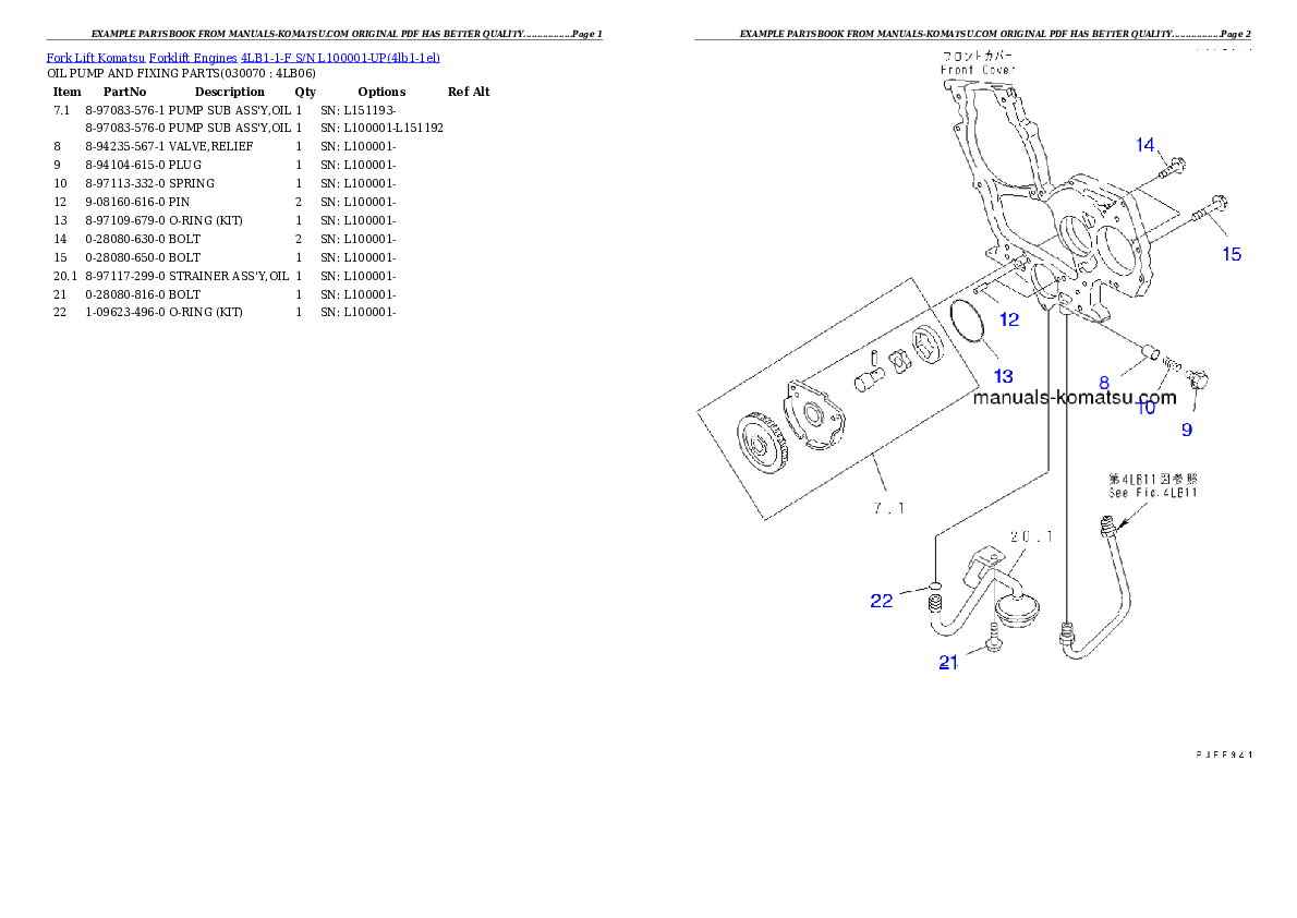 Protected: 4LB1-1-F S/N L100001-UP Partsbook