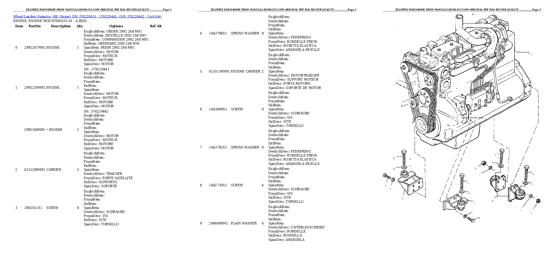 50E (Super) S/N 376220051 - 376220441; (S/N 376220442 - Up) Partsbook