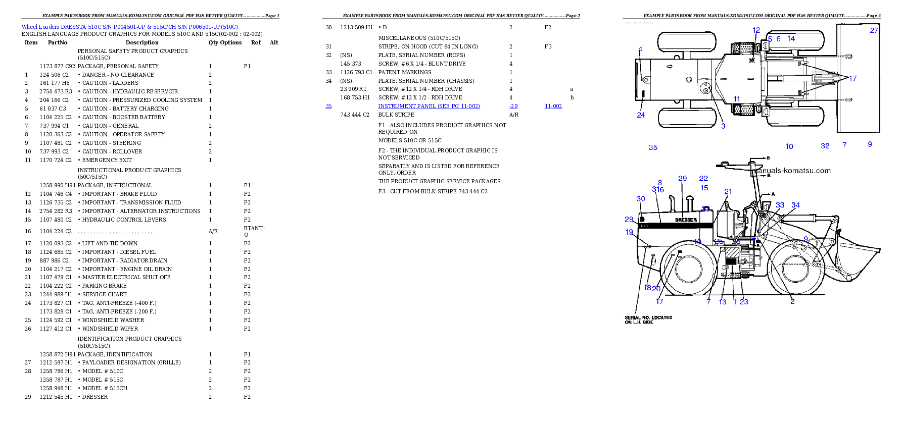 510C S/N P004501-UP & 515C/CH S/N P006501-UP Partsbook
