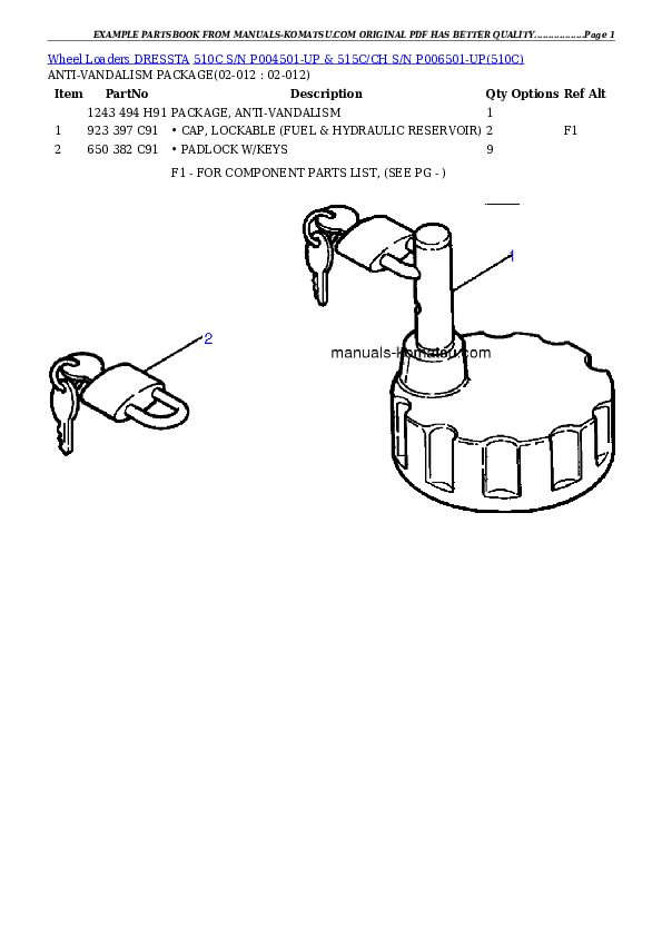 Protected: 510C S/N P004501-UP & 515C/CH S/N P006501-UP Partsbook