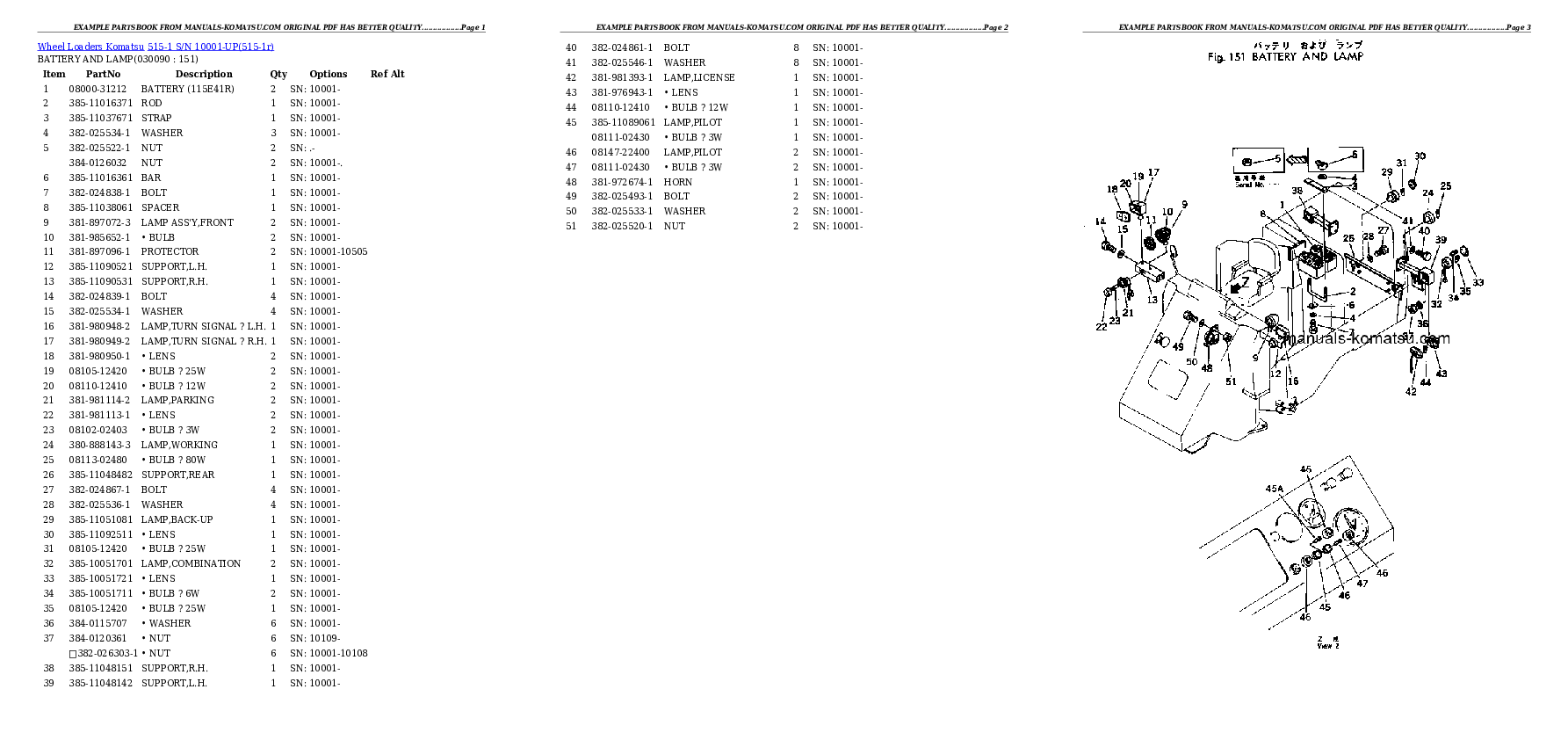 Protected: 515-1 S/N 10001-UP Partsbook