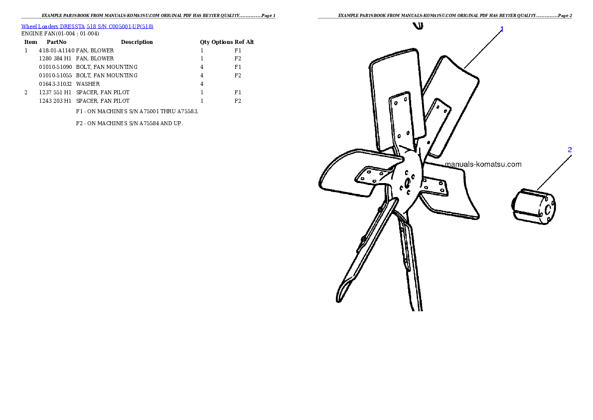 518 S/N C005001-UP Partsbook