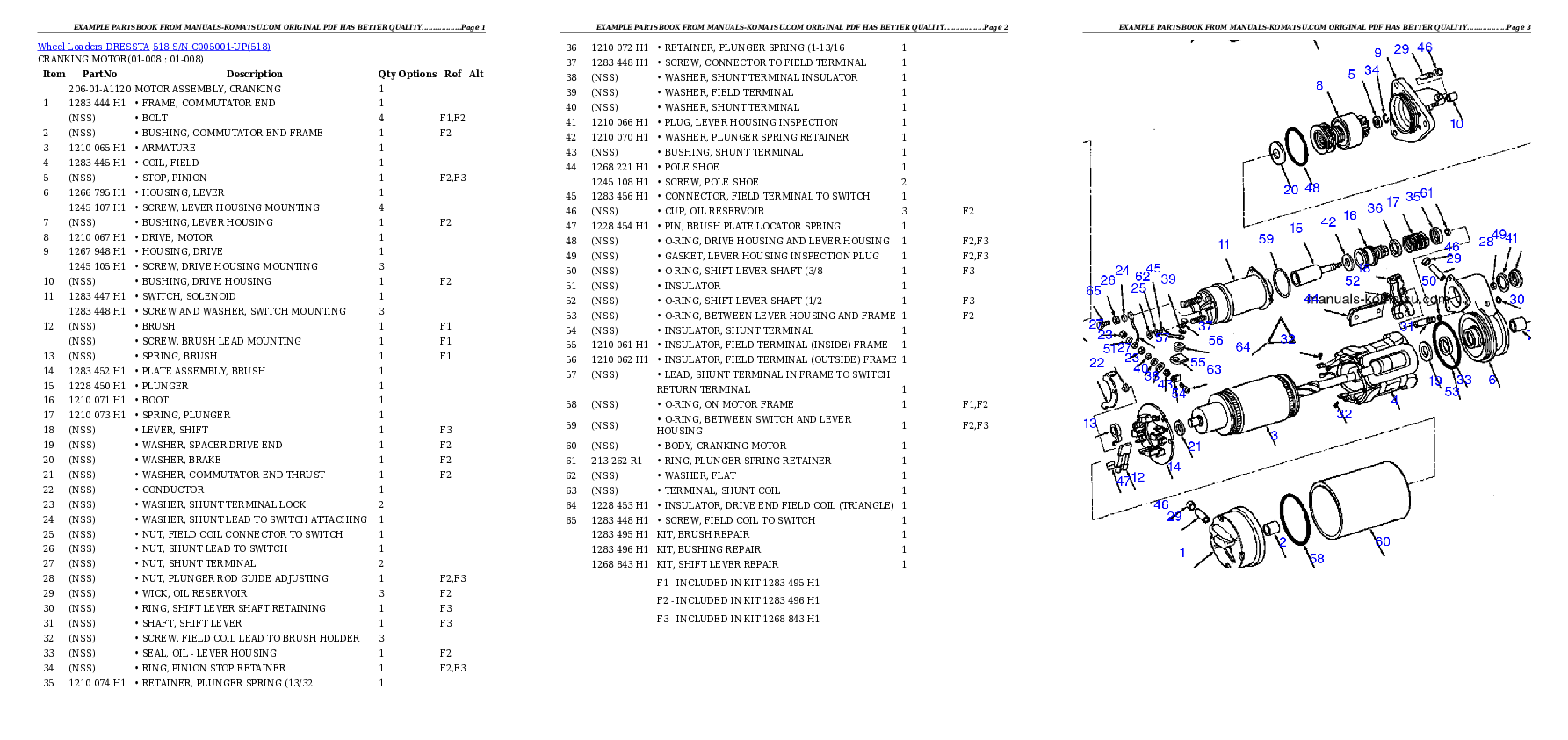 Protected: 518 S/N C005001-UP Partsbook