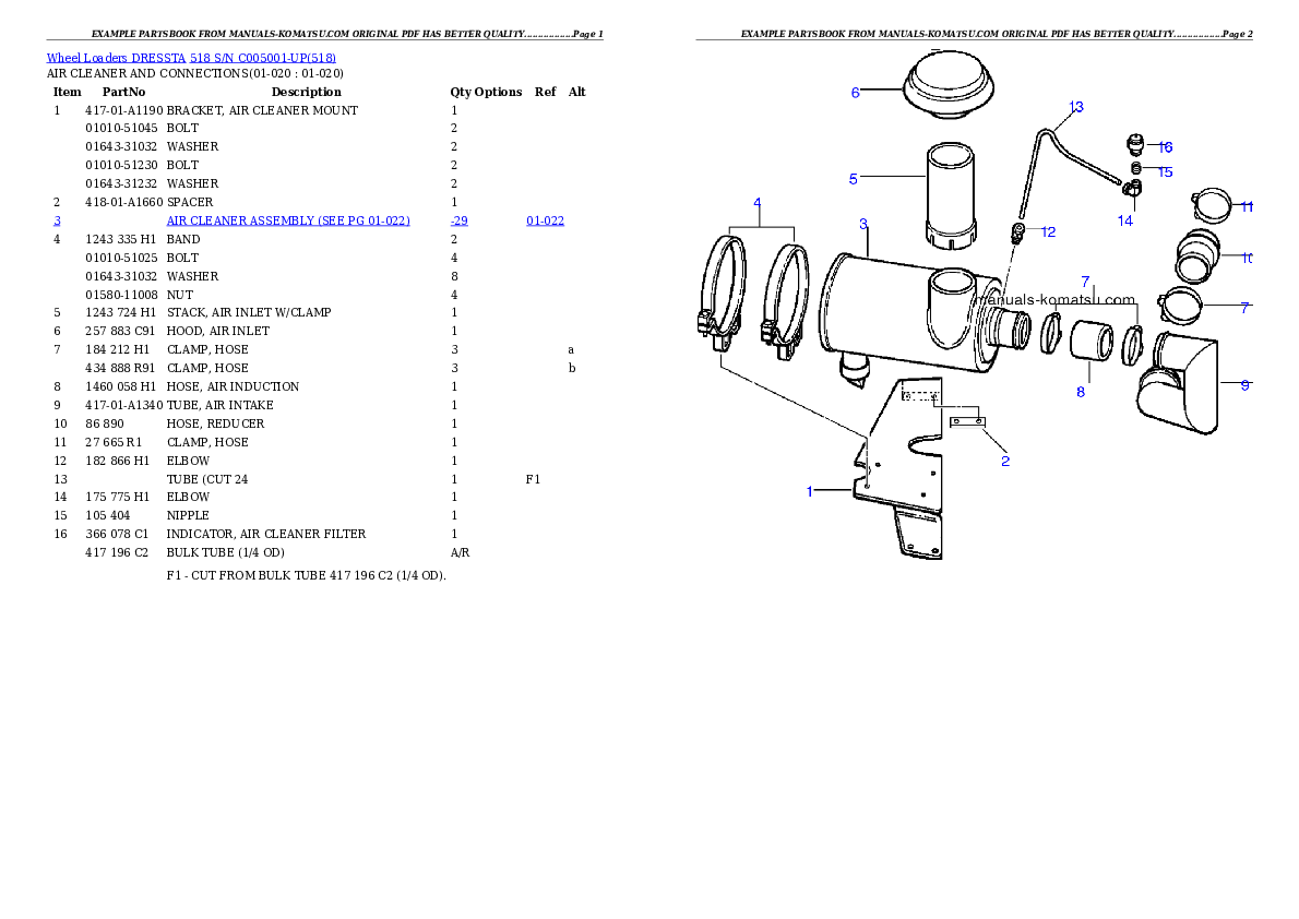 Protected: 518 S/N C005001-UP Partsbook