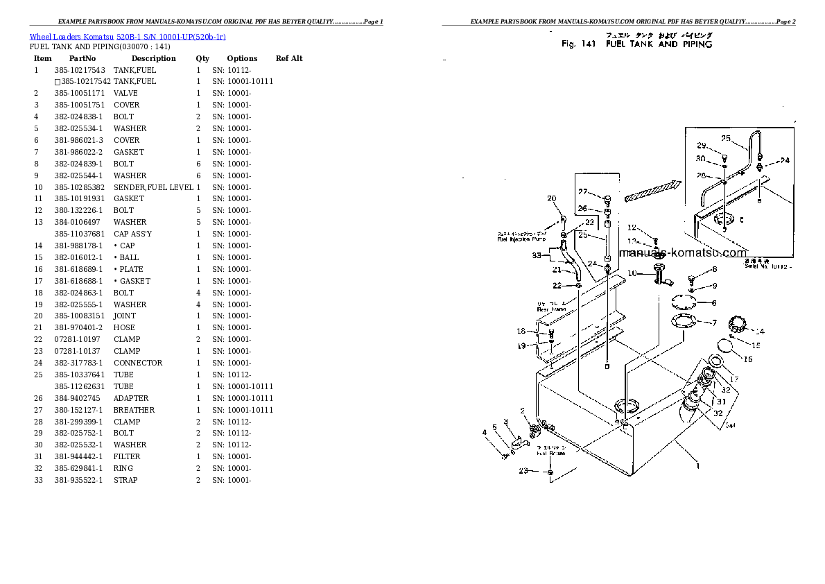Protected: 520B-1 S/N 10001-UP Partsbook