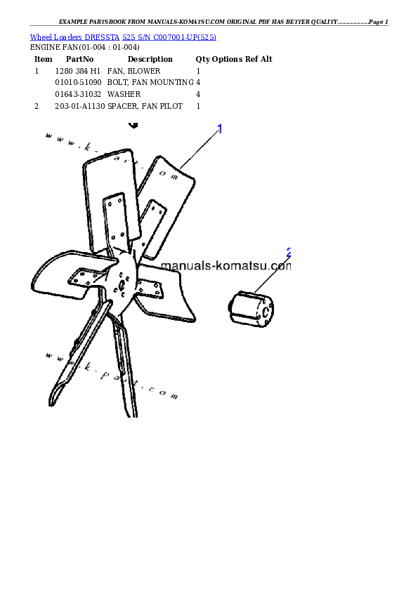 525 S/N C007001-UP Partsbook