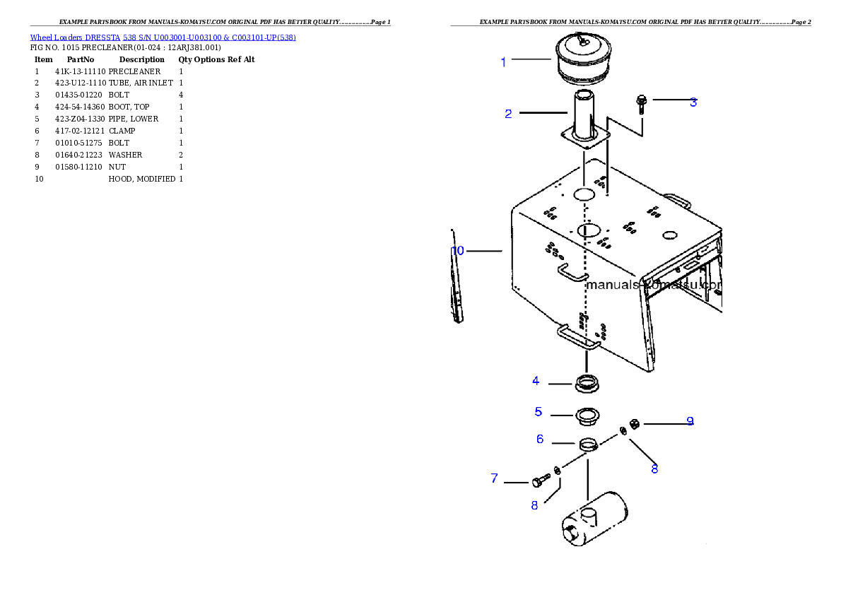 Protected: 538 S/N U003001-U003100 & C003101-UP Partsbook
