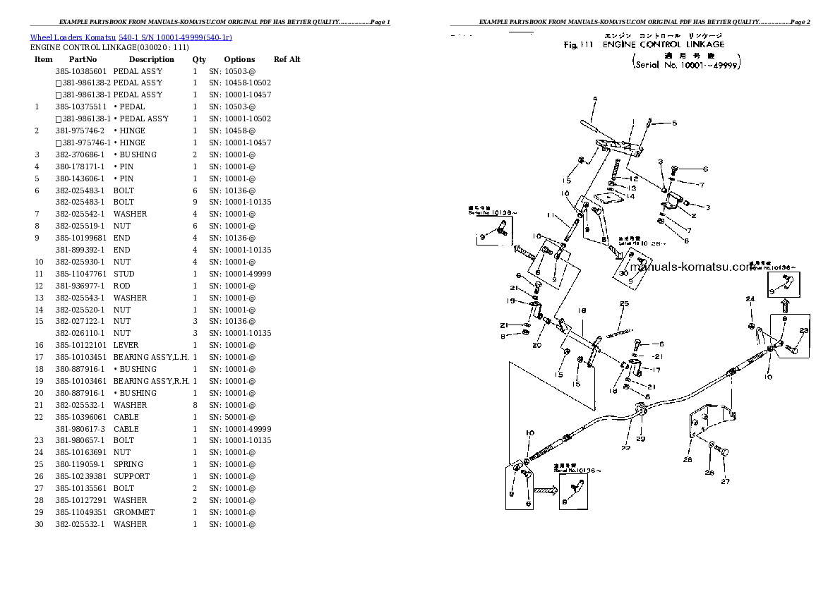 540-1 S/N 10001-49999 Partsbook