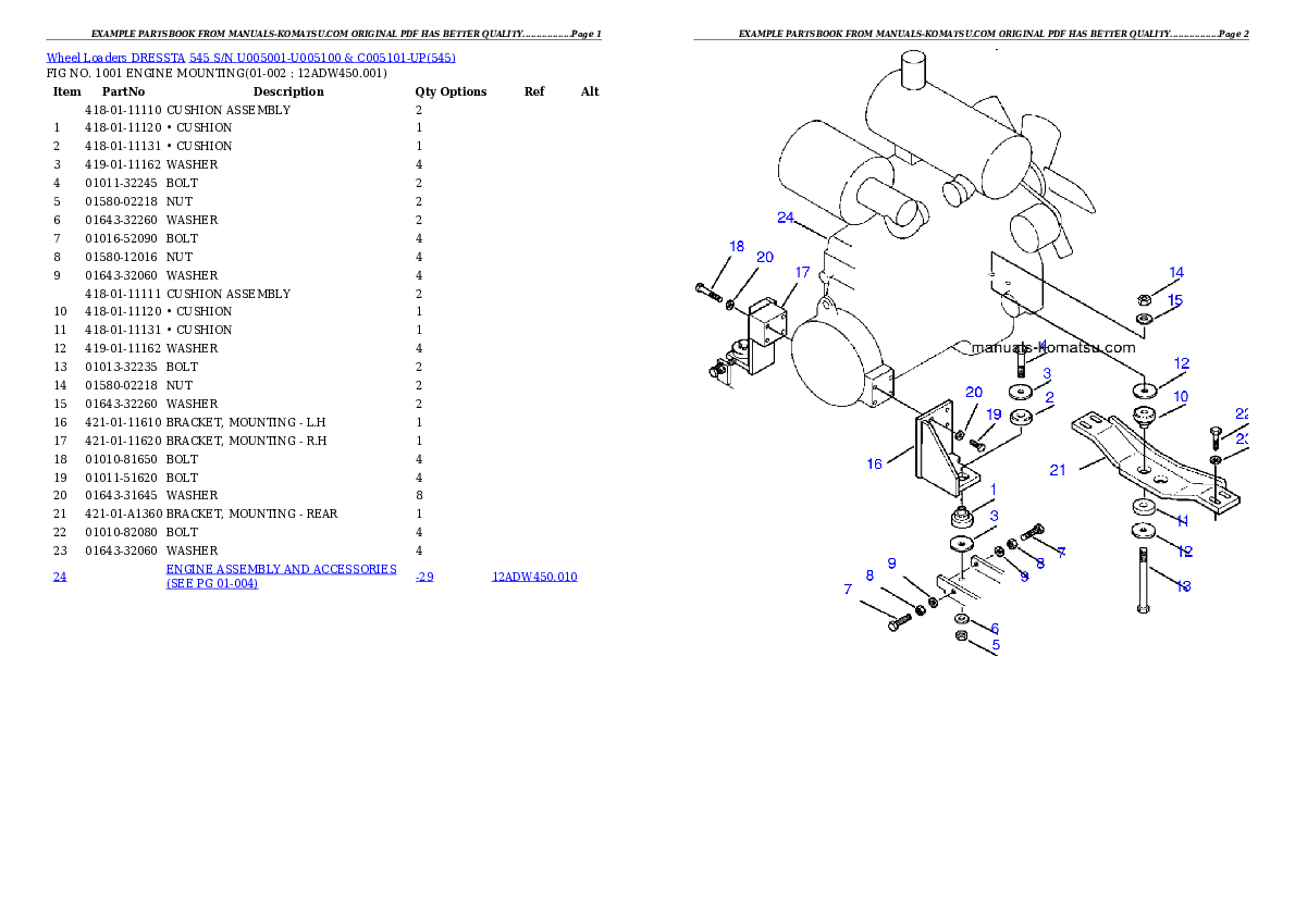 545 S/N U005001-U005100 & C005101-UP Partsbook
