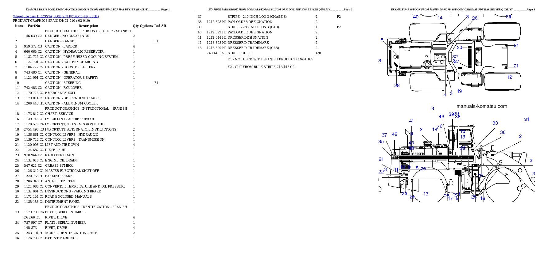 560B S/N P014511-UP Partsbook