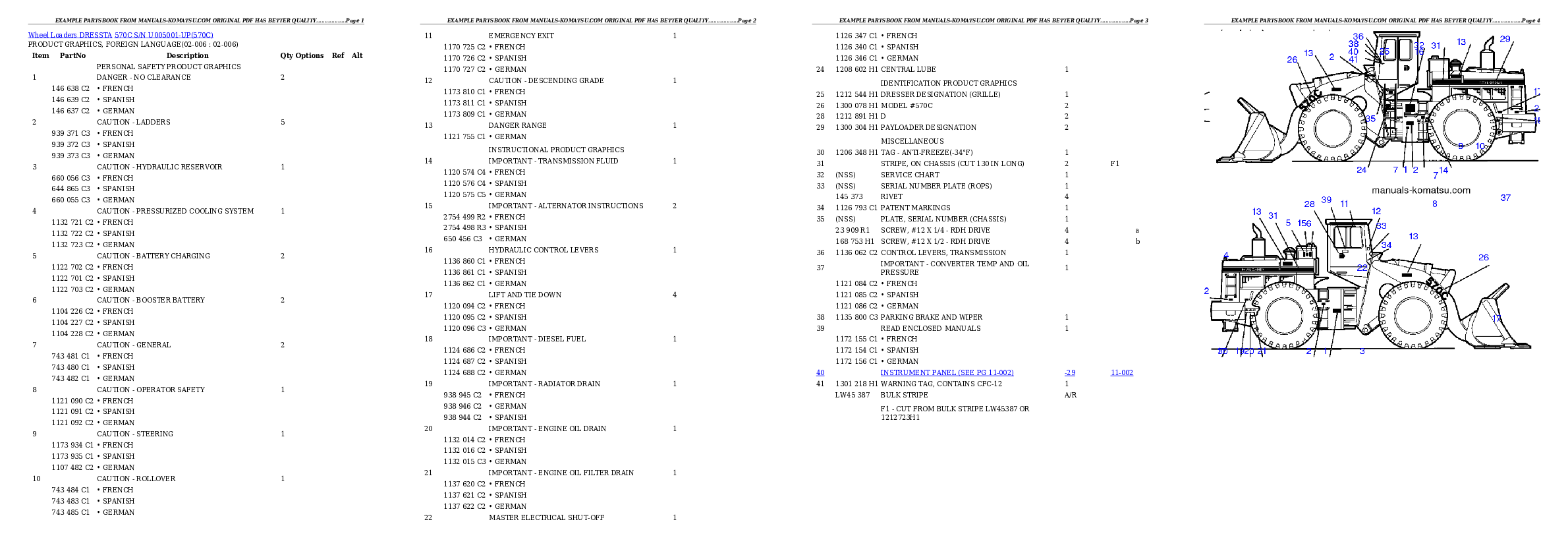 570C S/N U005001-UP Partsbook