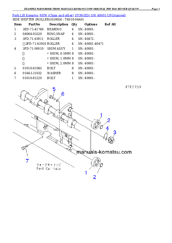 Protected: 5TON(ED) S/N 40001-UP Partsbook