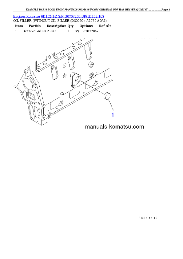 Protected: 6D102-1-Z S/N 30707205-UP Partsbook