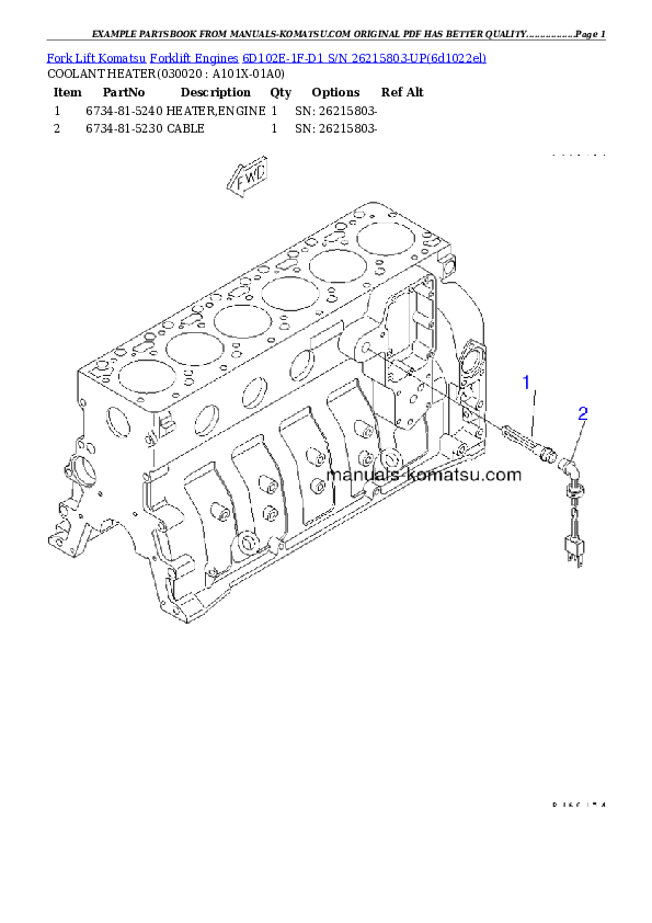 6D102E-1F-D1 S/N 26215803-UP Partsbook