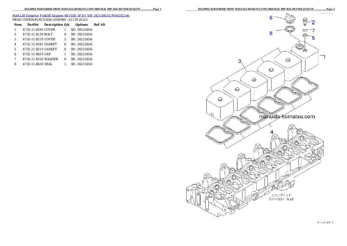 Protected: 6D102E-1F-D1 S/N 26215803-UP Partsbook