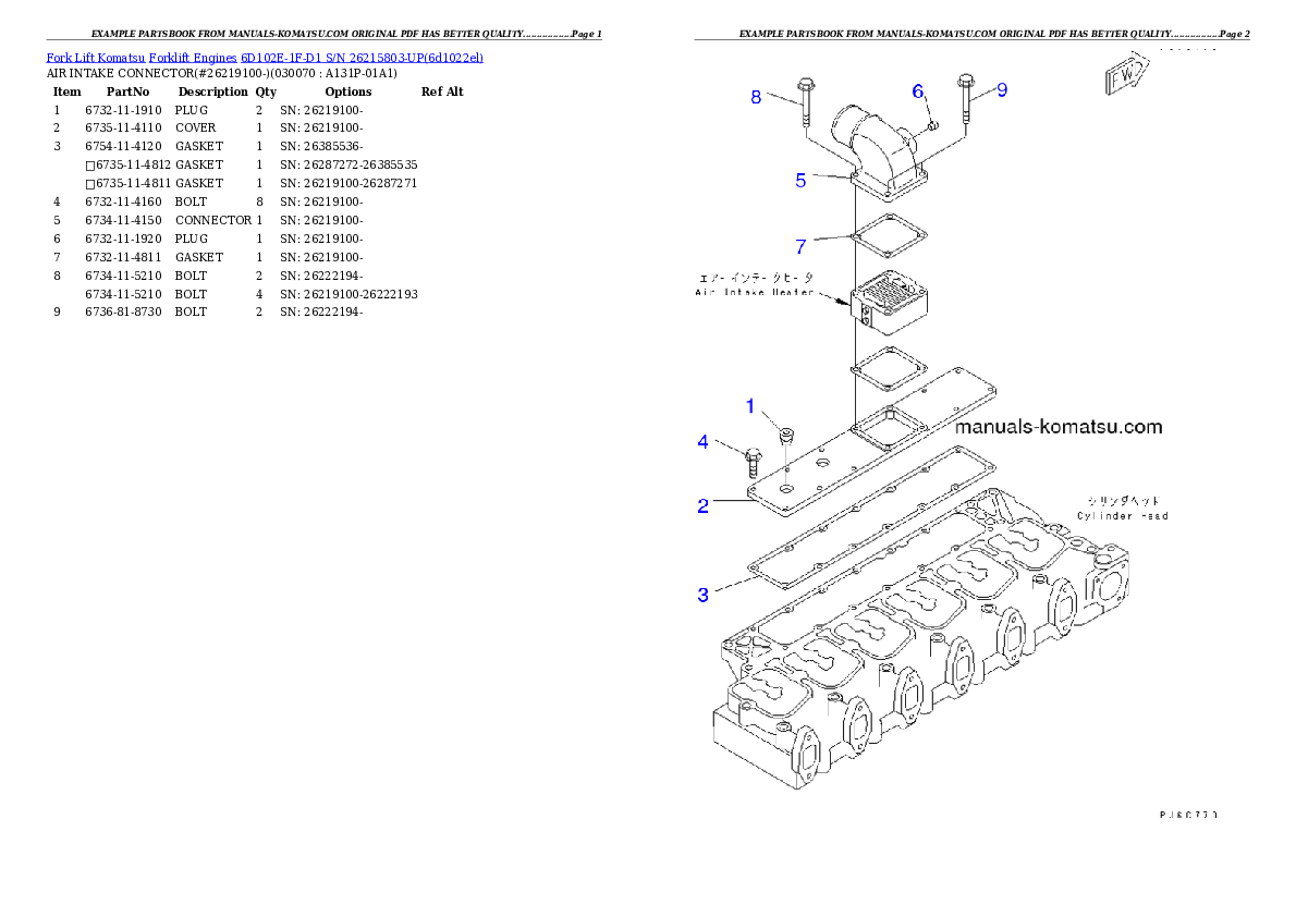 Protected: 6D102E-1F-D1 S/N 26215803-UP Partsbook