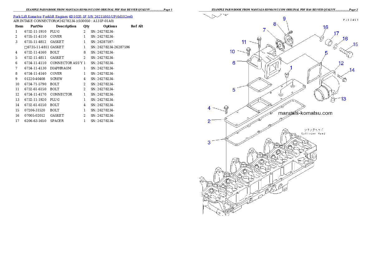Protected: 6D102E-1F S/N 26215803-UP Partsbook