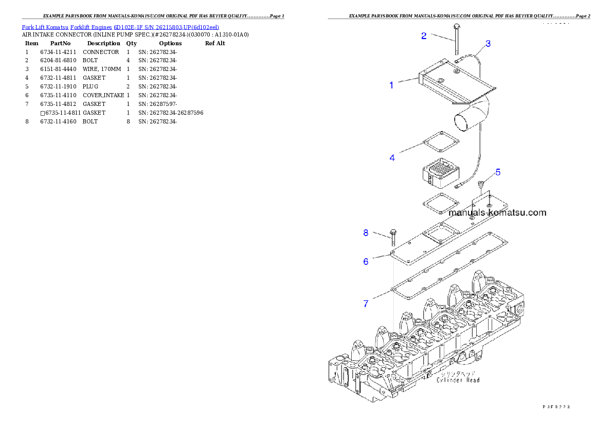 Protected: 6D102E-1F S/N 26215803-UP Partsbook