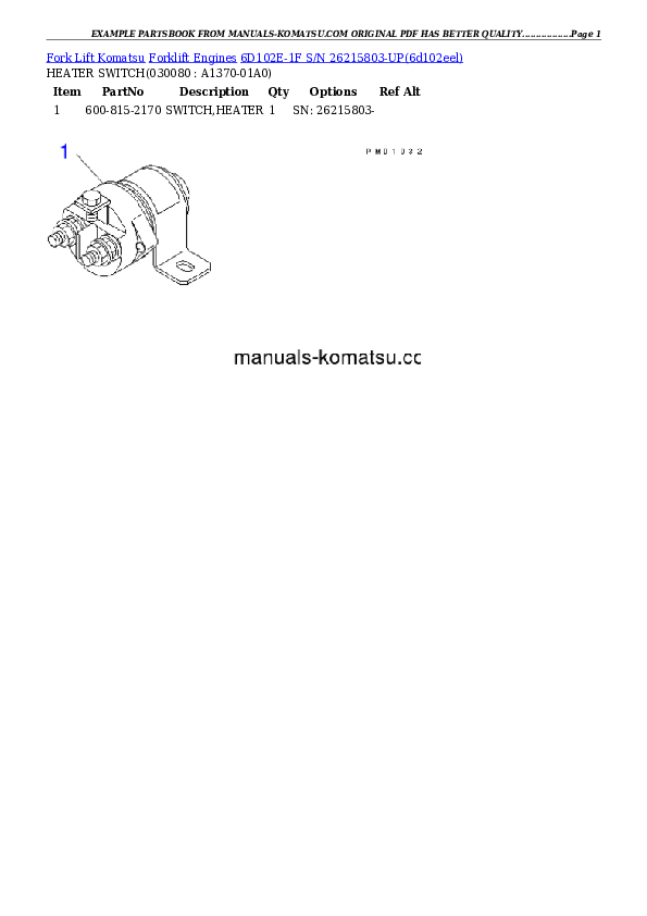 Protected: 6D102E-1F S/N 26215803-UP Partsbook