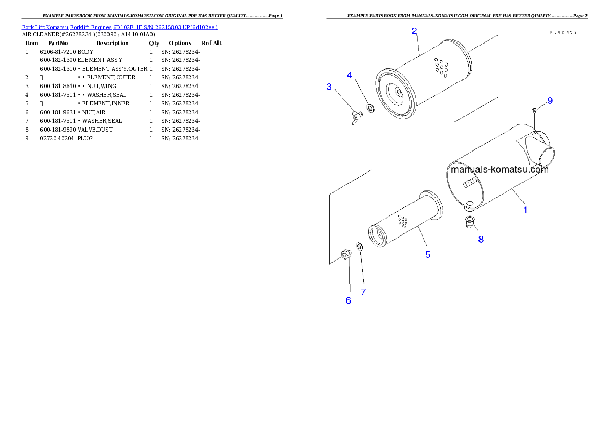 Protected: 6D102E-1F S/N 26215803-UP Partsbook