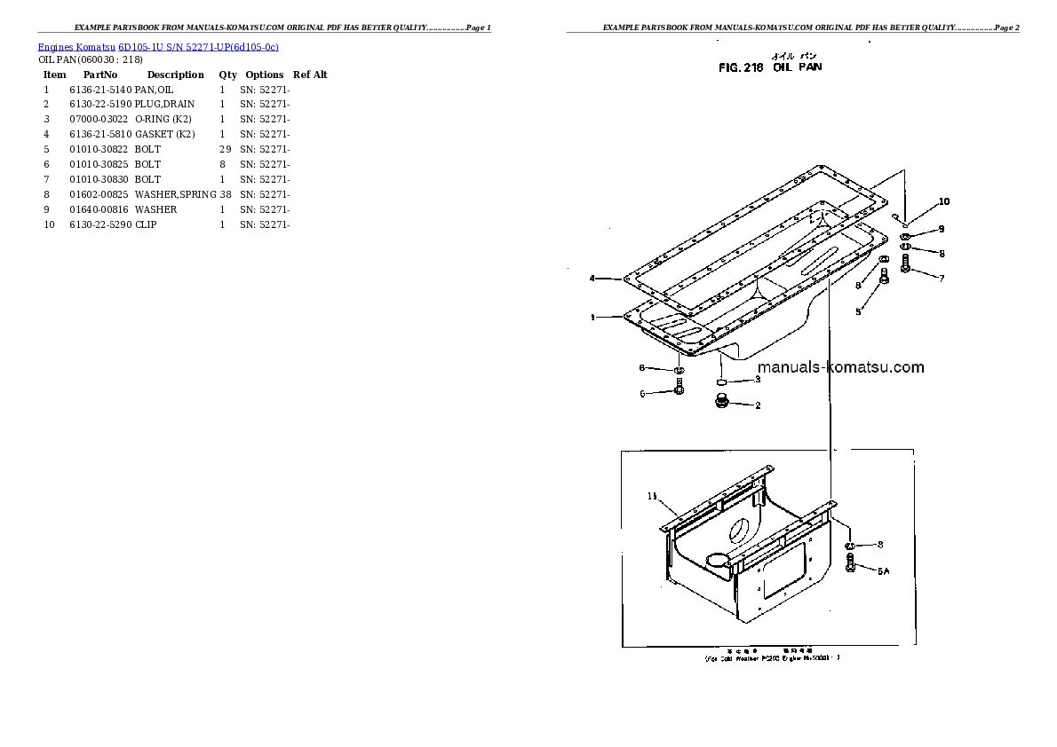 Protected: 6D105-1U S/N 52271-UP Partsbook