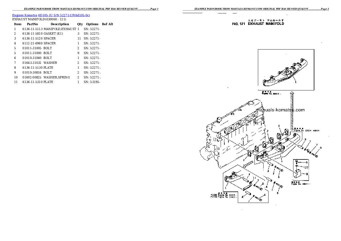 Protected: 6D105-1U S/N 52271-UP Partsbook