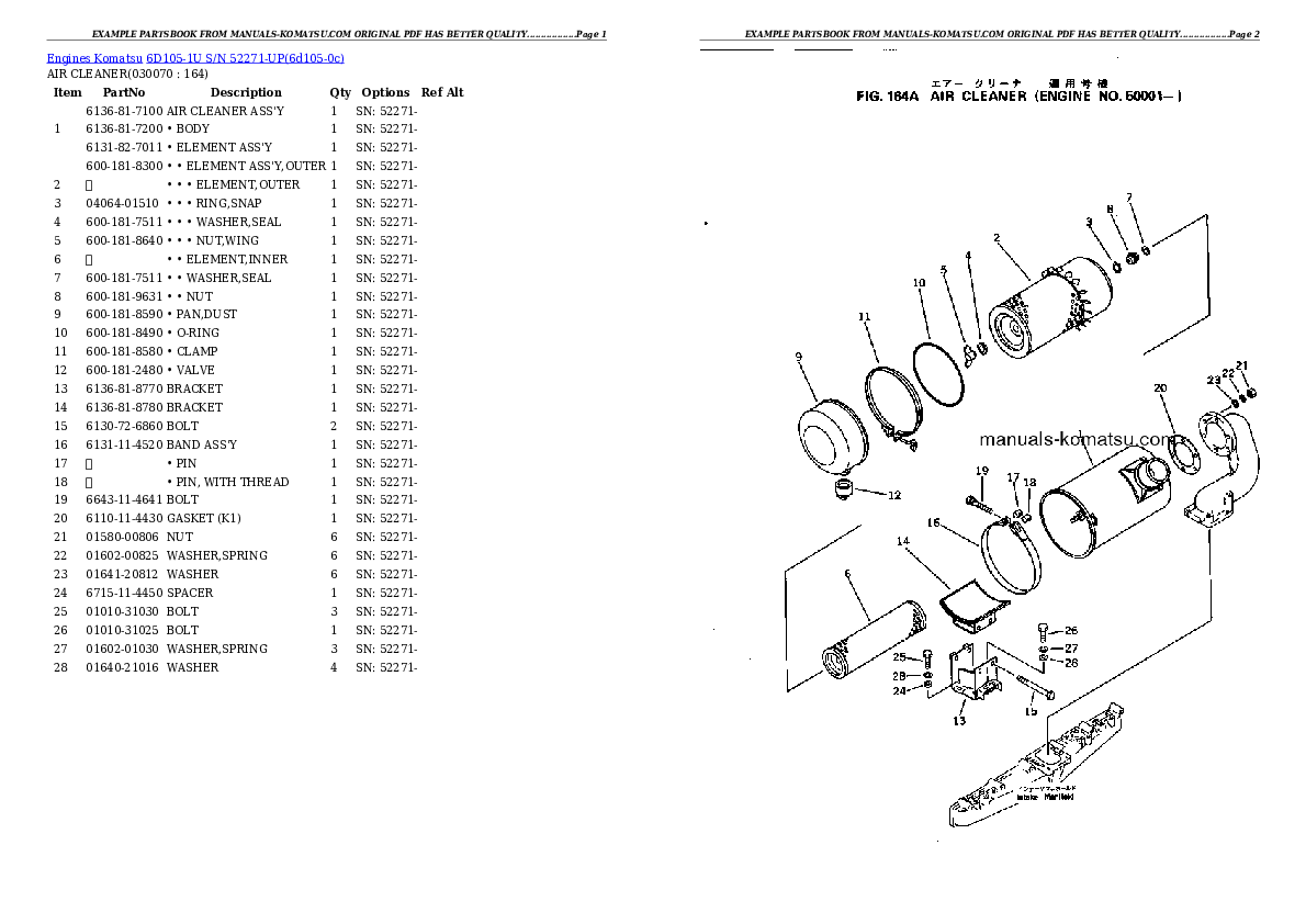 Protected: 6D105-1U S/N 52271-UP Partsbook
