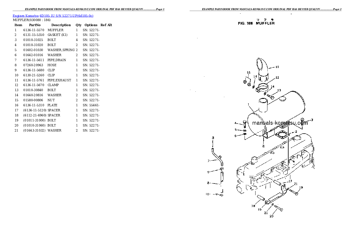 Protected: 6D105-1U S/N 52271-UP Partsbook