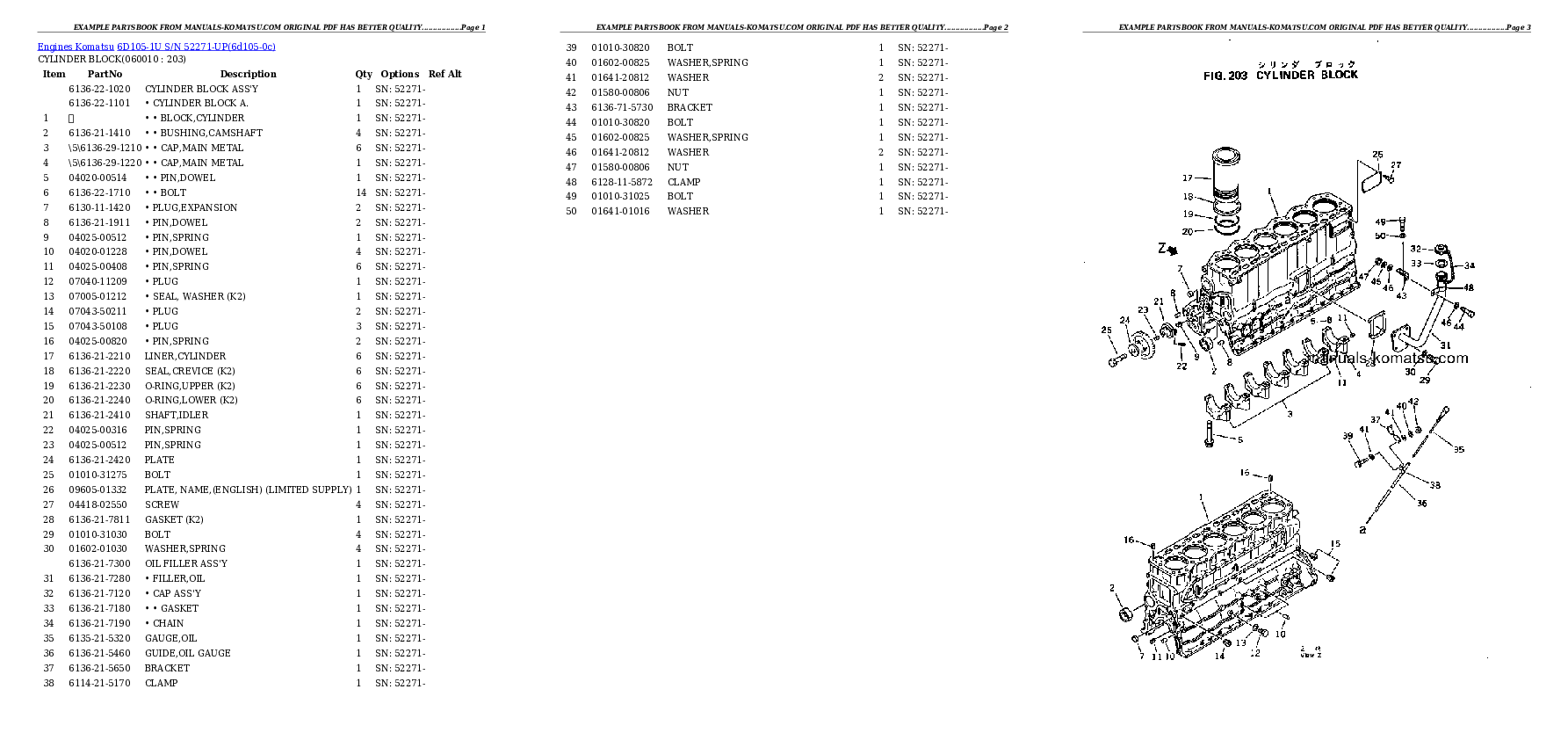Protected: 6D105-1U S/N 52271-UP Partsbook