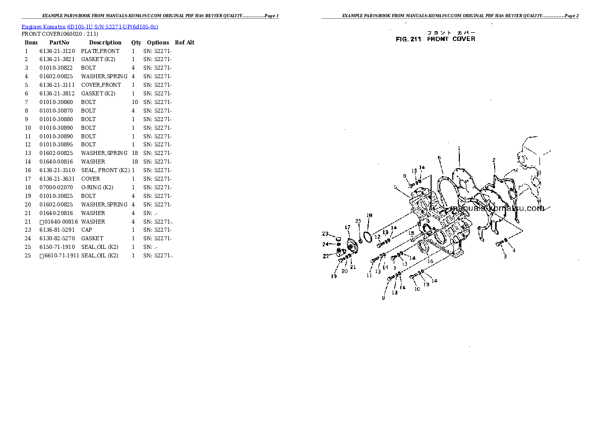 Protected: 6D105-1U S/N 52271-UP Partsbook