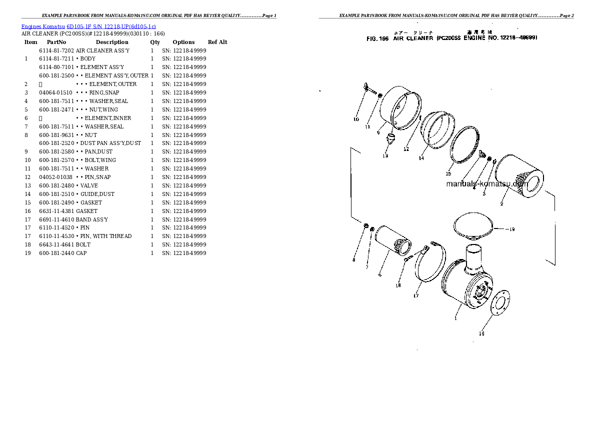 Protected: 6D105-1F S/N 12218-UP Partsbook